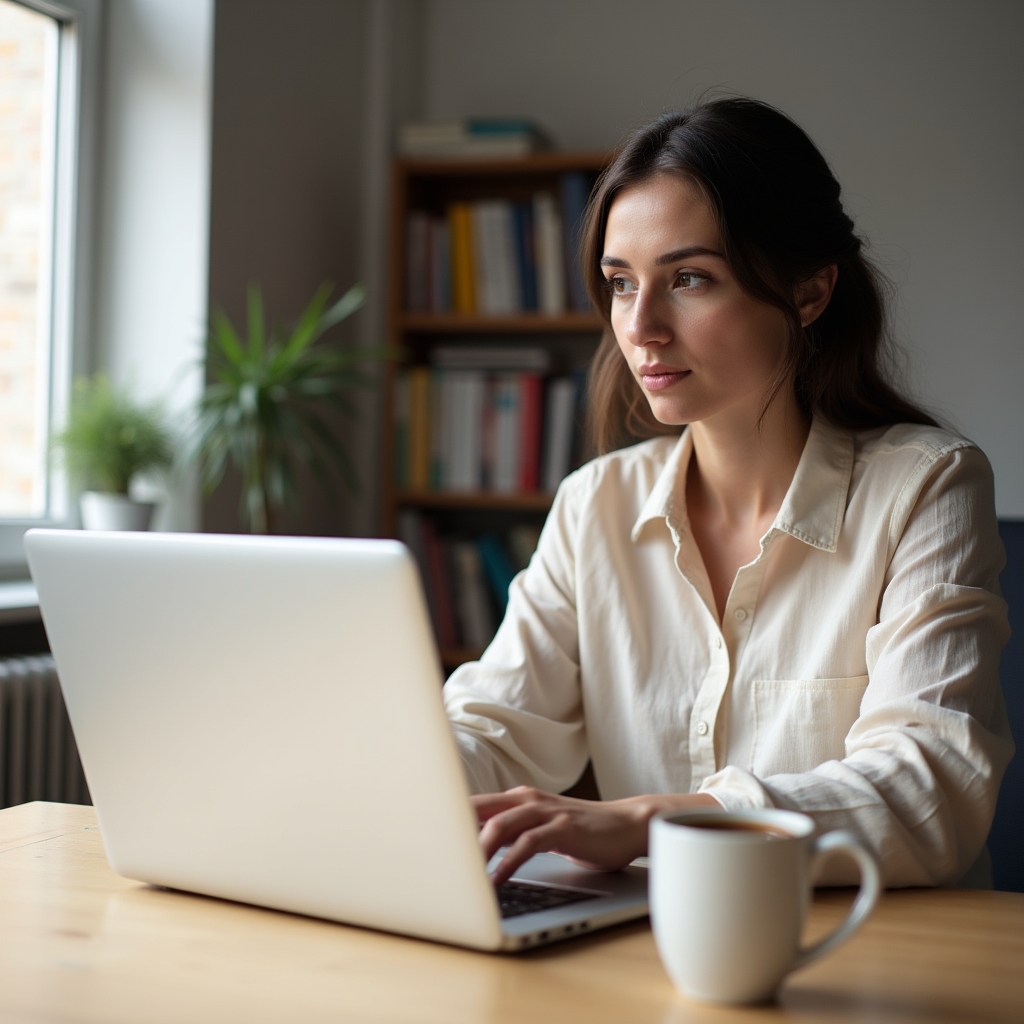 Person registering a business online through the CEIDG portal in Poland